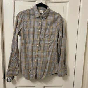 J. Crew Women's Plaid Button-Down Shirt - Gray and Tan
